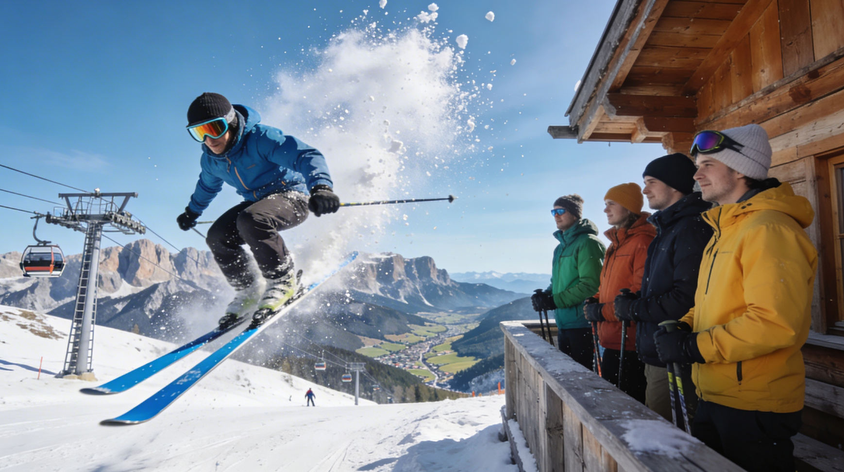 Lyžování v Italských alpách background